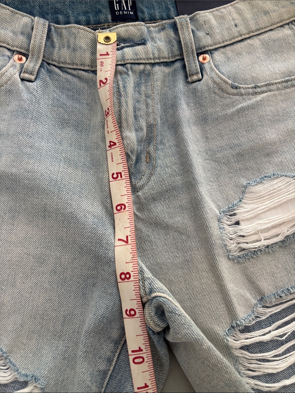 GAP Light Blue Distressed Ripped Denim Shorts - Picture 4 of 4